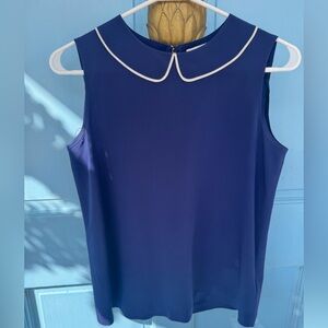 Kate Spade Navy Blue Blouse Peter Pan White Collar size 0